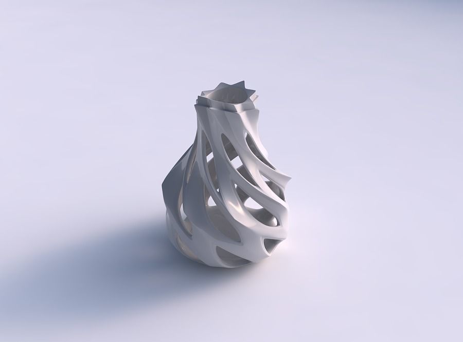 Vase rose spikes bulged with smooth cuts twisted and streched... 3D print model_0