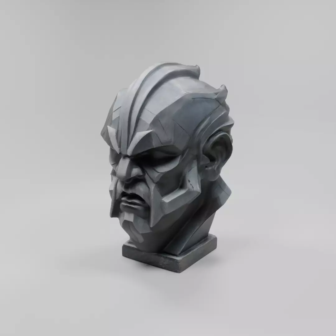 Epic Stylized Stone Warrior Bust - Perfect for Games and Art Low-poly 3D model