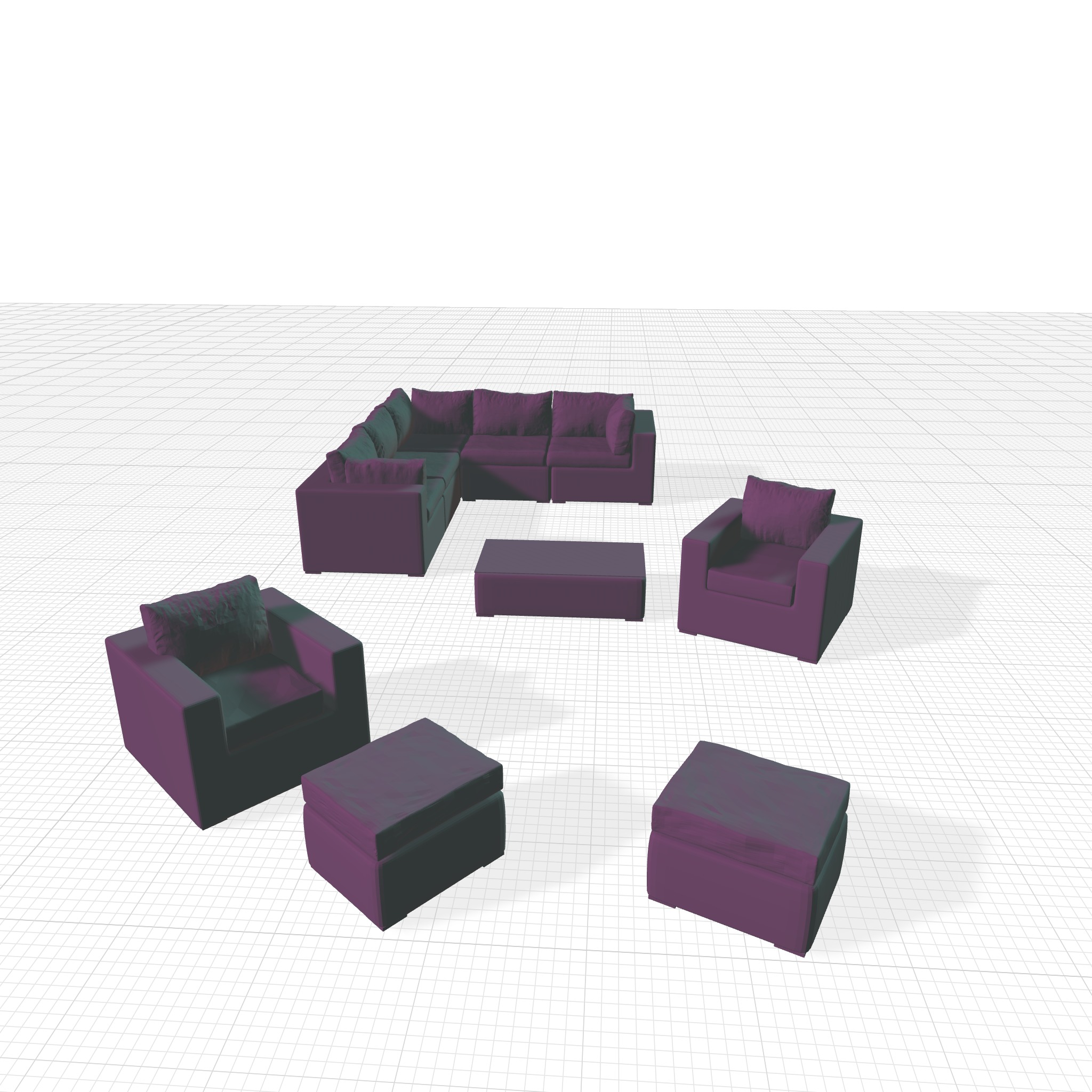 Keiran Wicker Rattan Seating Group  3D model_3