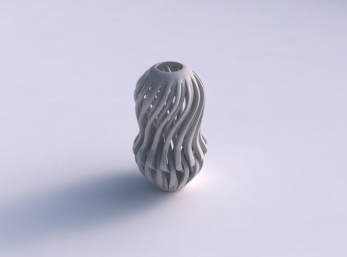 Vase plain twisted round top with muscle sturcture squeezed 3D print model