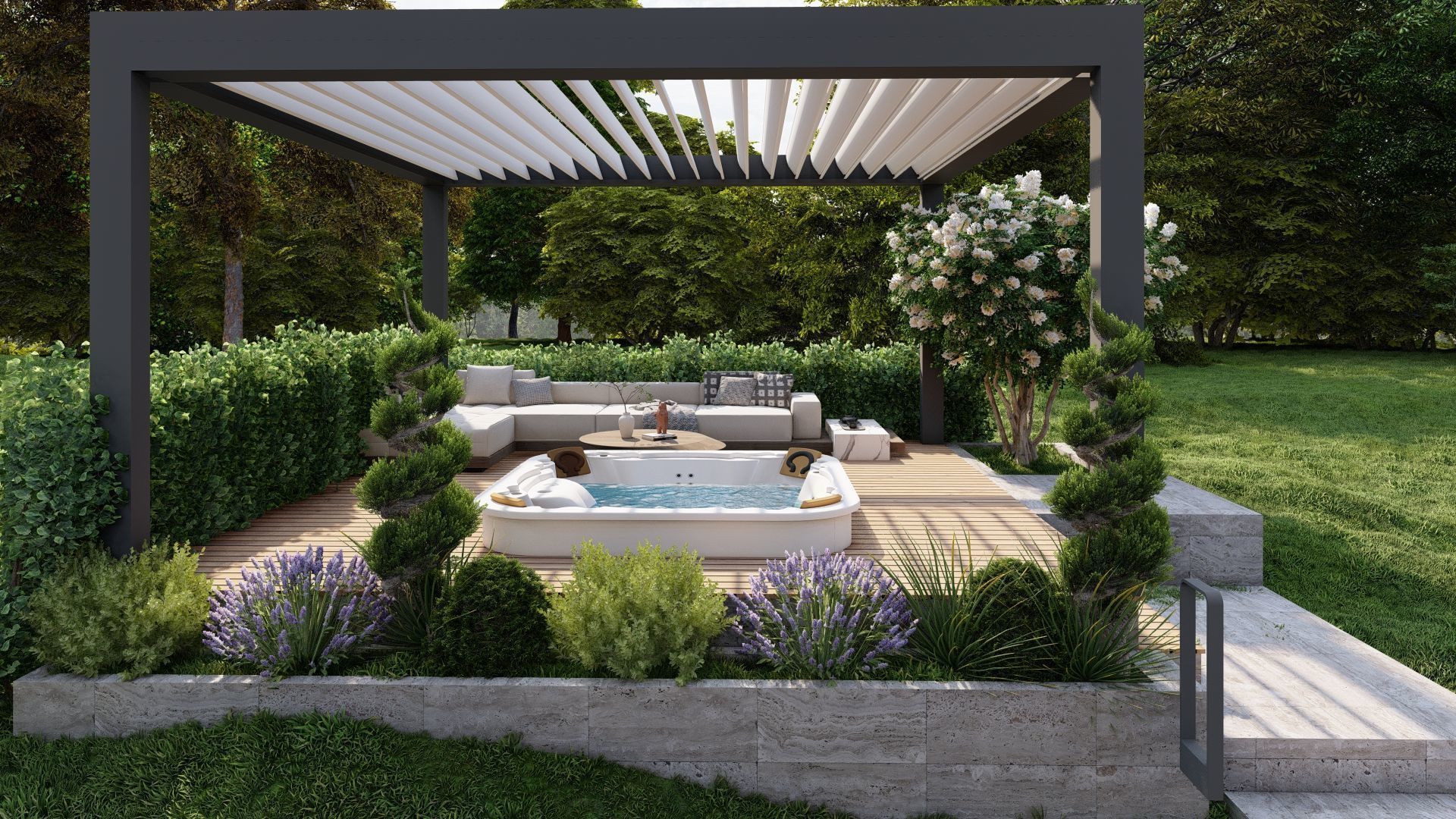 3D Exterior Scene 3D model design garden and landscape 3D 3D model_5