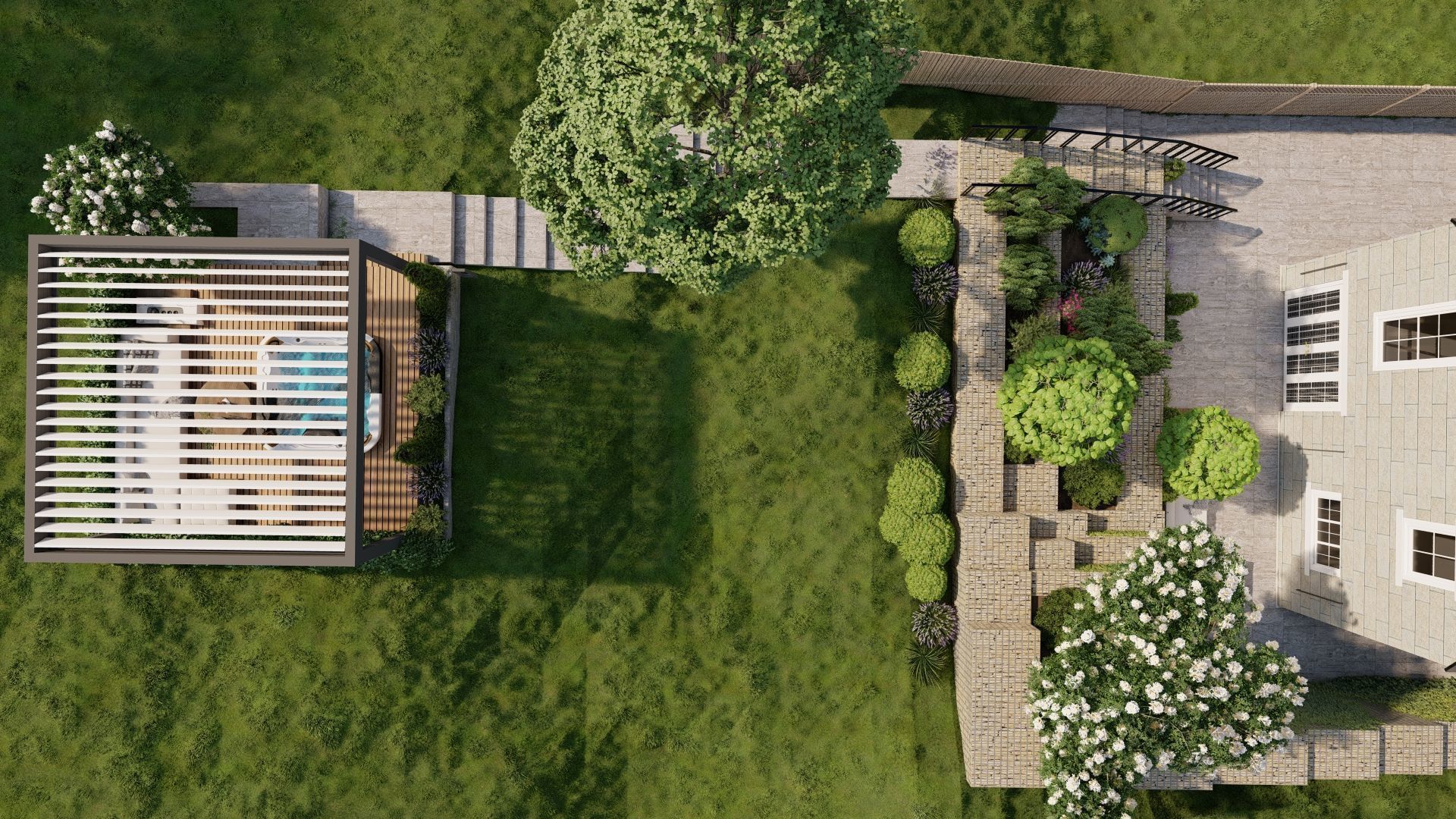 3D Exterior Scene 3D model design garden and landscape 3D 3D model_4