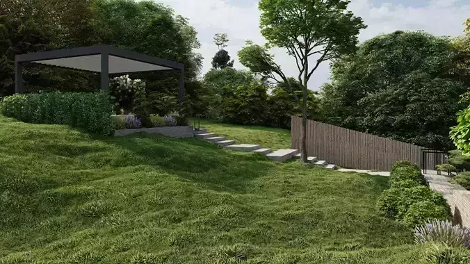 3D Exterior Scene 3D model design garden and landscape 3D