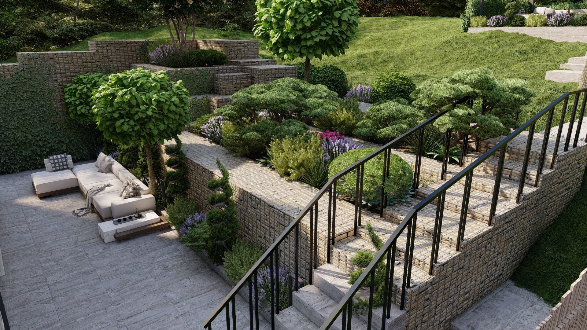 3D Exterior Scene 3D model design garden and landscape 3D 3D model_6