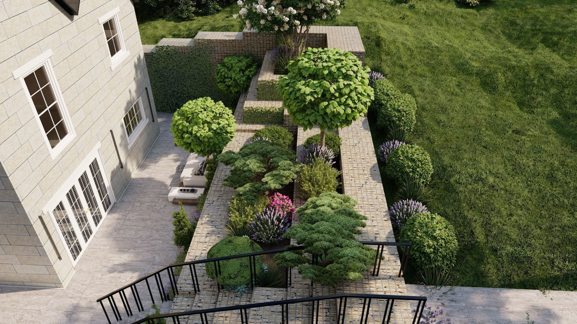3D Exterior Scene 3D model design garden and landscape 3D 3D model_3