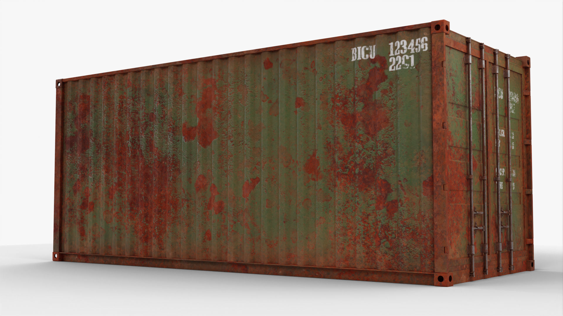 20Ft Cargo Containers - Green 3D Model Collection_17