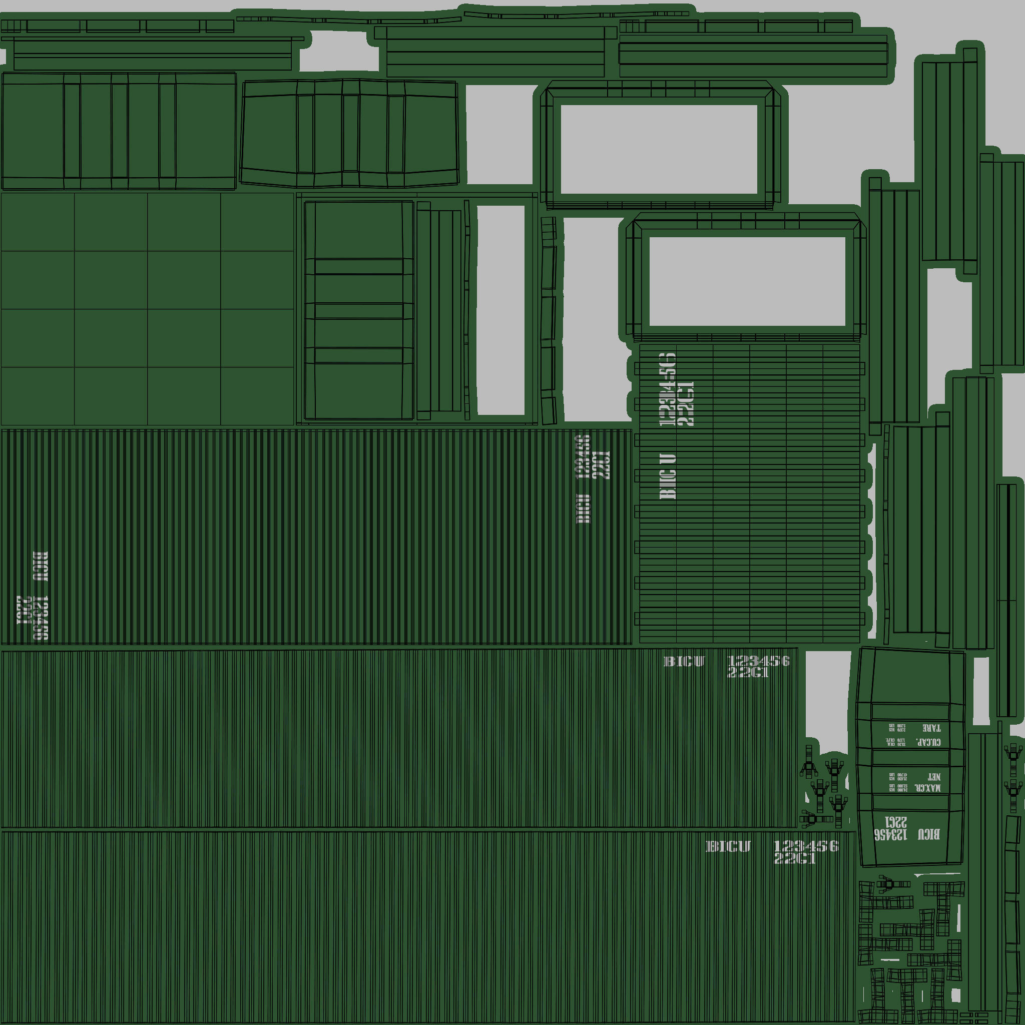 20Ft Cargo Containers - Green 3D Model Collection_24