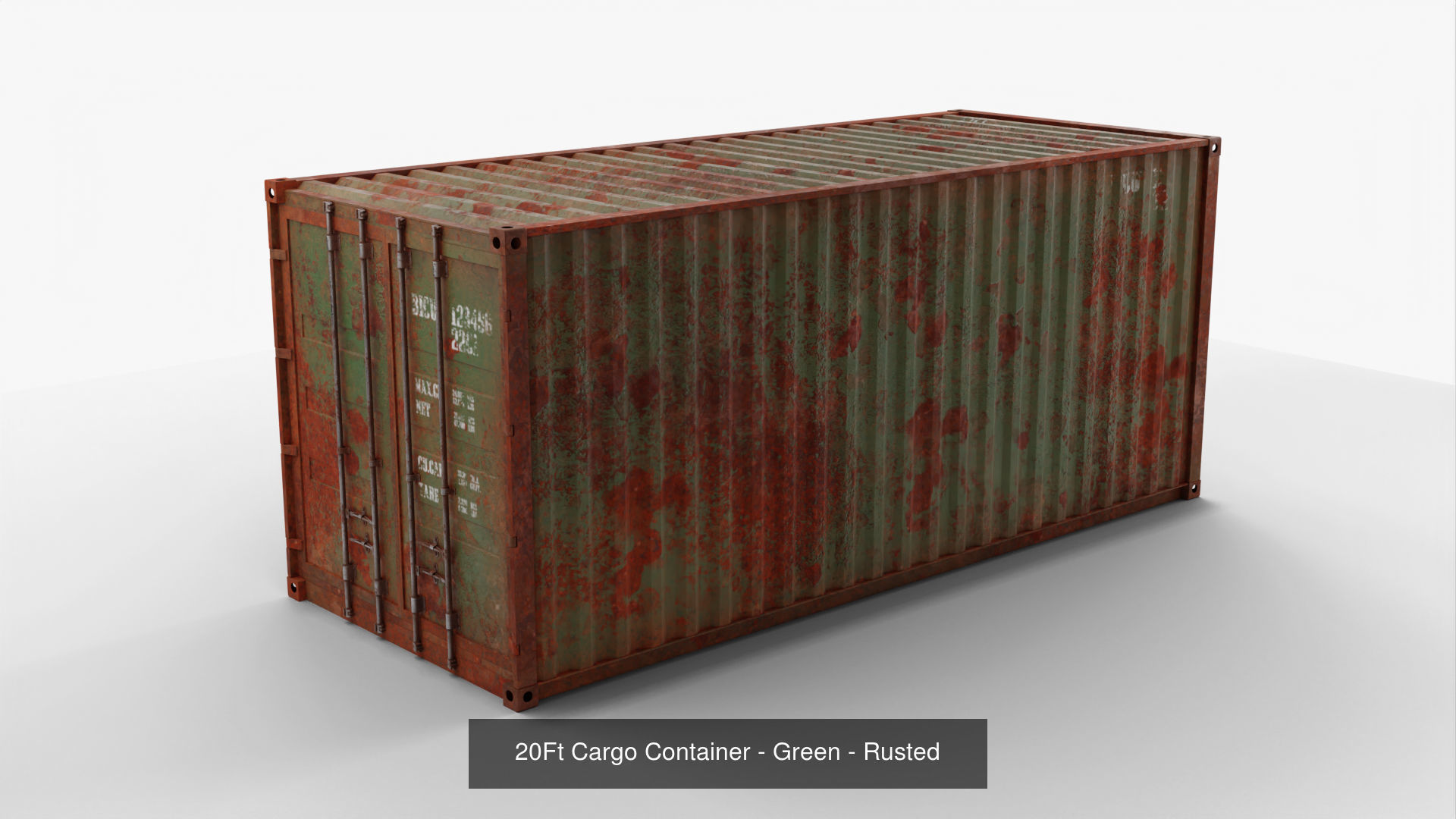 20Ft Cargo Containers - Green 3D Model Collection_11