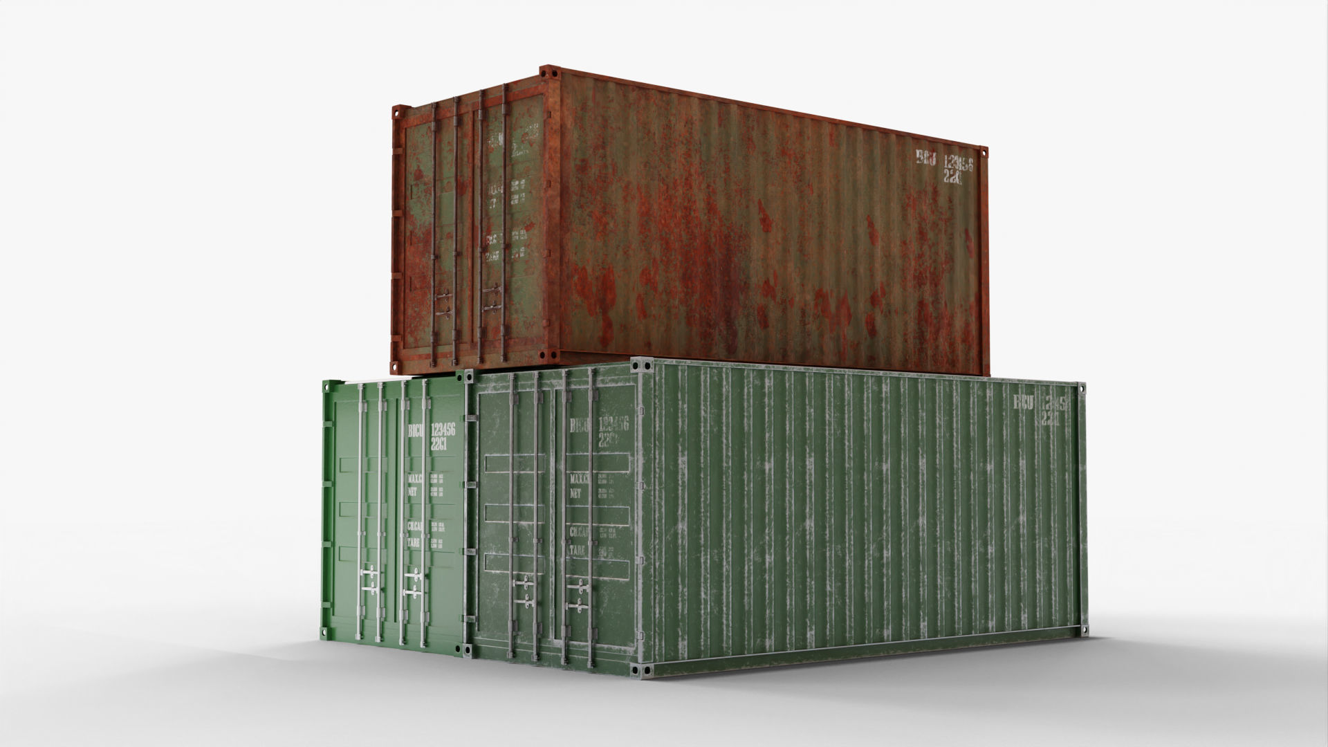 20Ft Cargo Containers - Green 3D Model Collection_7