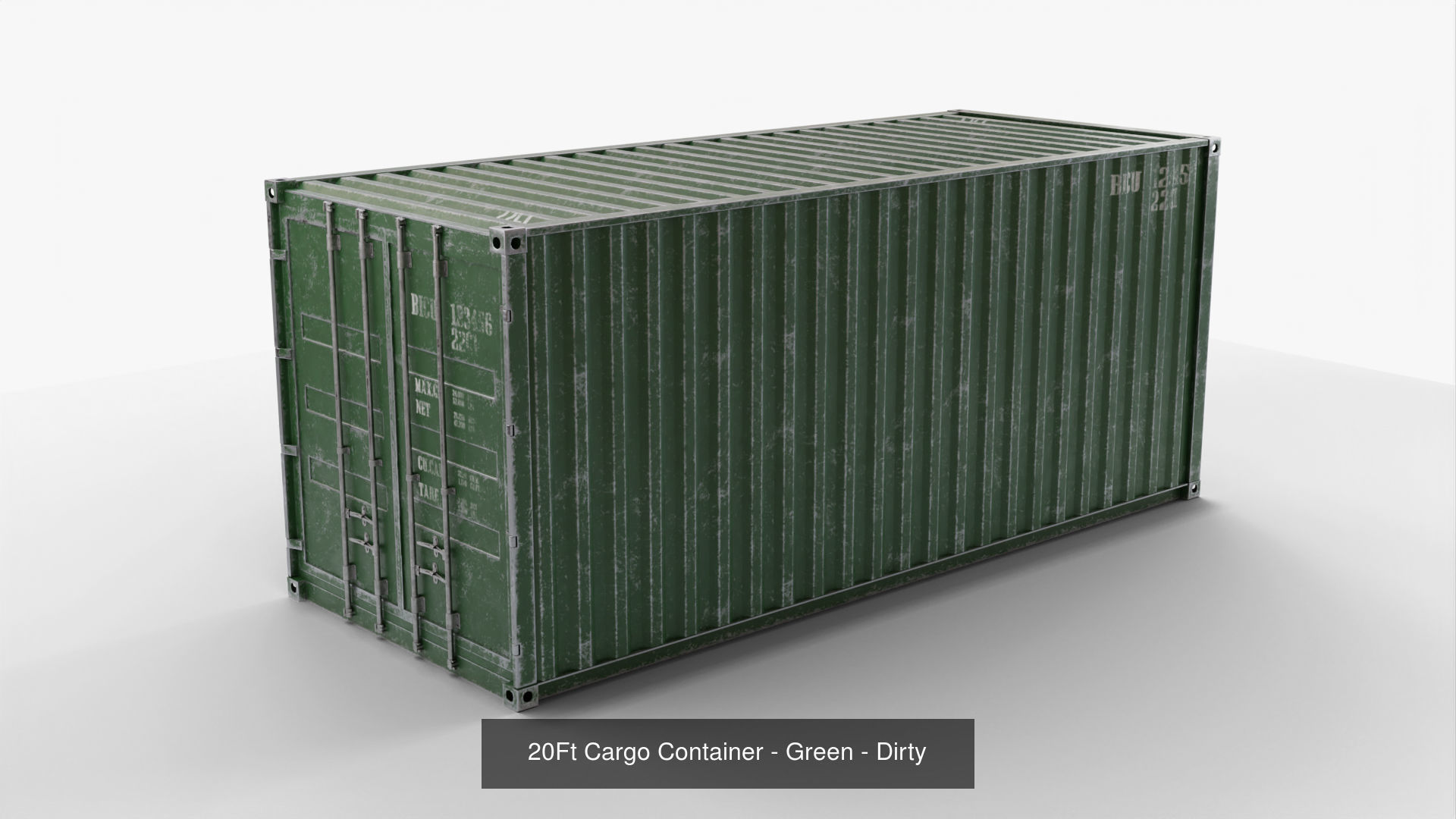 20Ft Cargo Containers - Green 3D Model Collection_10