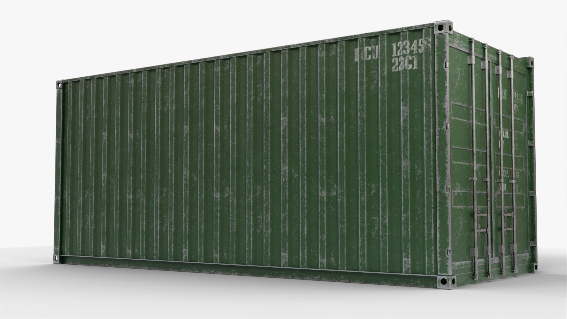 20Ft Cargo Containers - Green 3D Model Collection_16