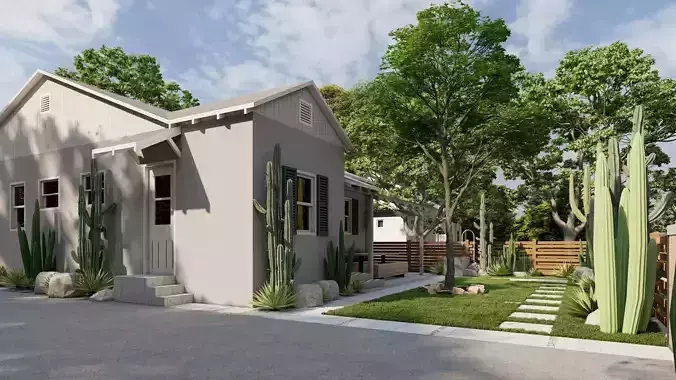 3D Exterior Scene 3D model design garden and landscape 3D