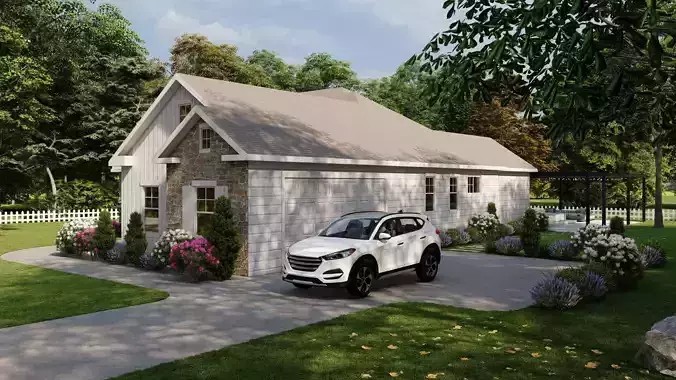 3D Exterior Scene 3D model design garden and landscape 3D 3D model