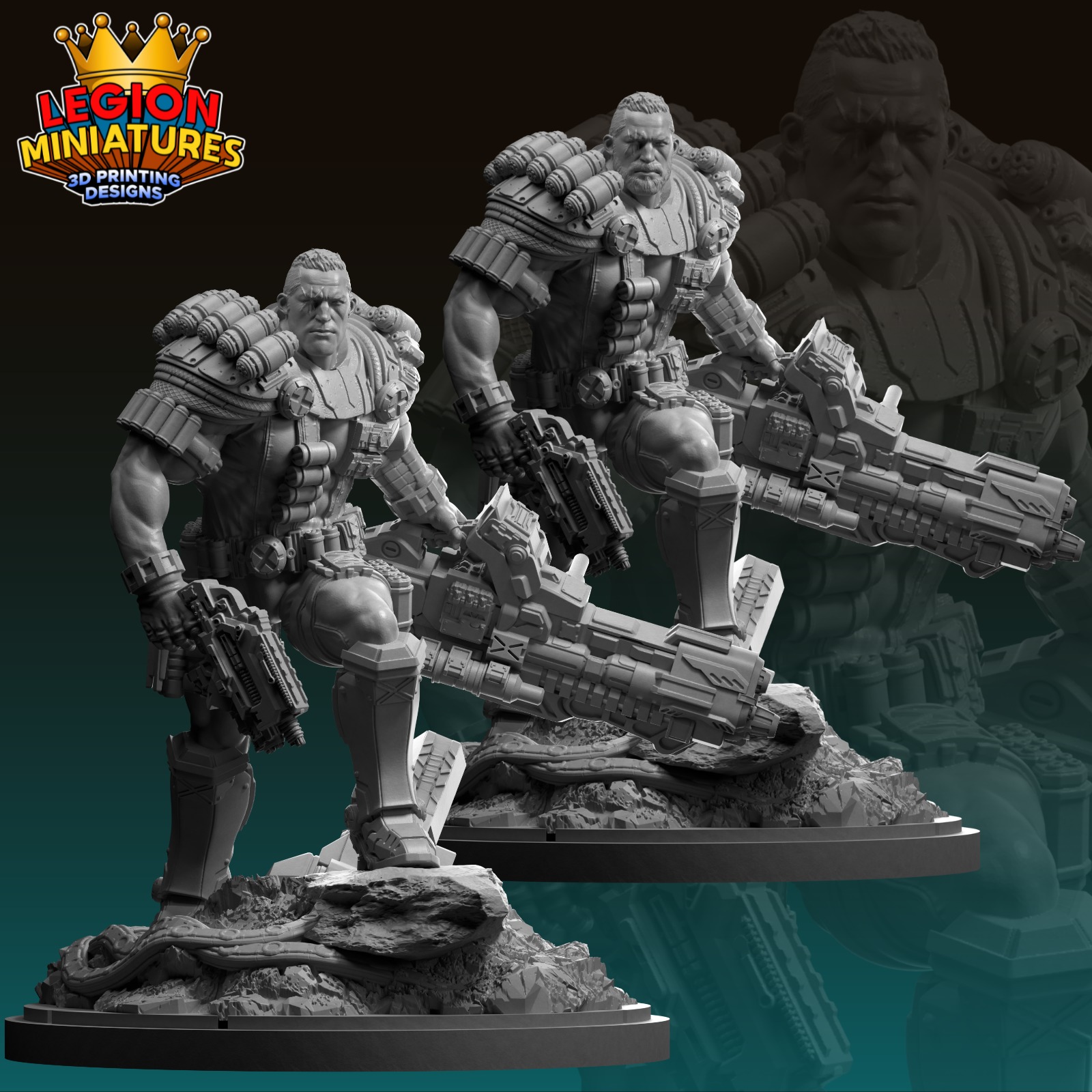 Marvel crisis protocol Cable presupported included 3D print model_2