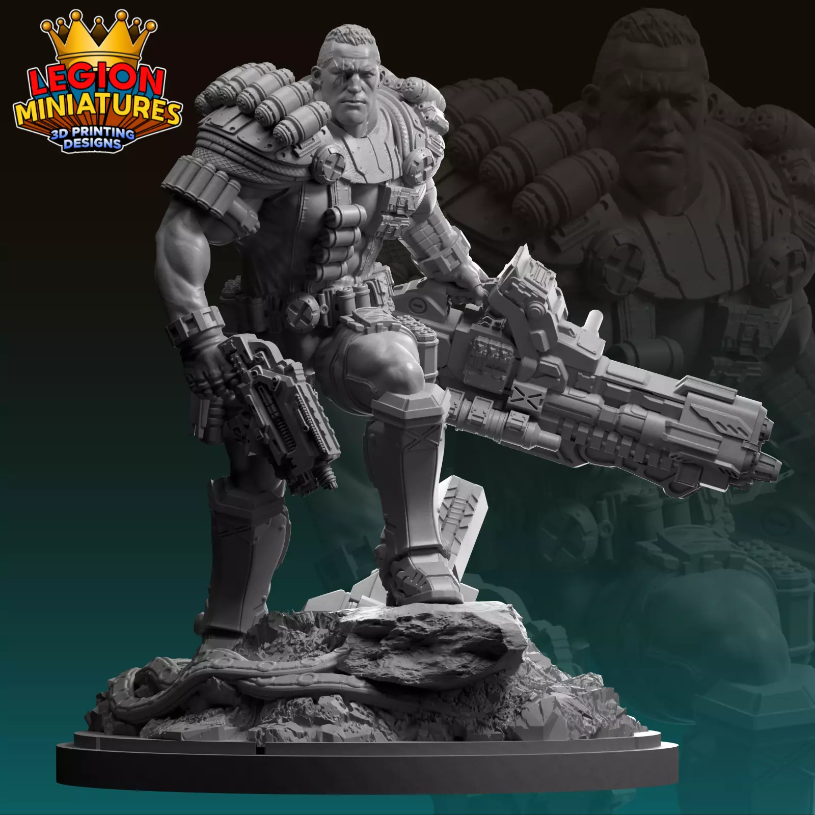 Marvel crisis protocol Cable presupported included 3D print model_0