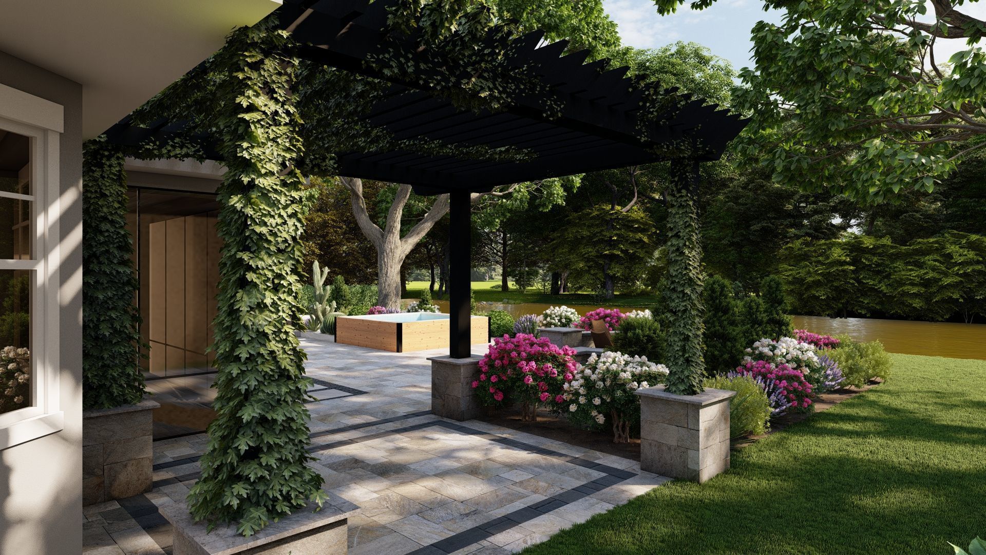 3D Exterior Scene 3D model design garden and landscape 3D 3D model_5