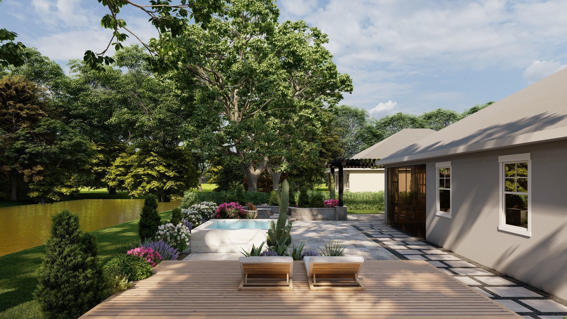 3D Exterior Scene 3D model design garden and landscape 3D 3D model_1