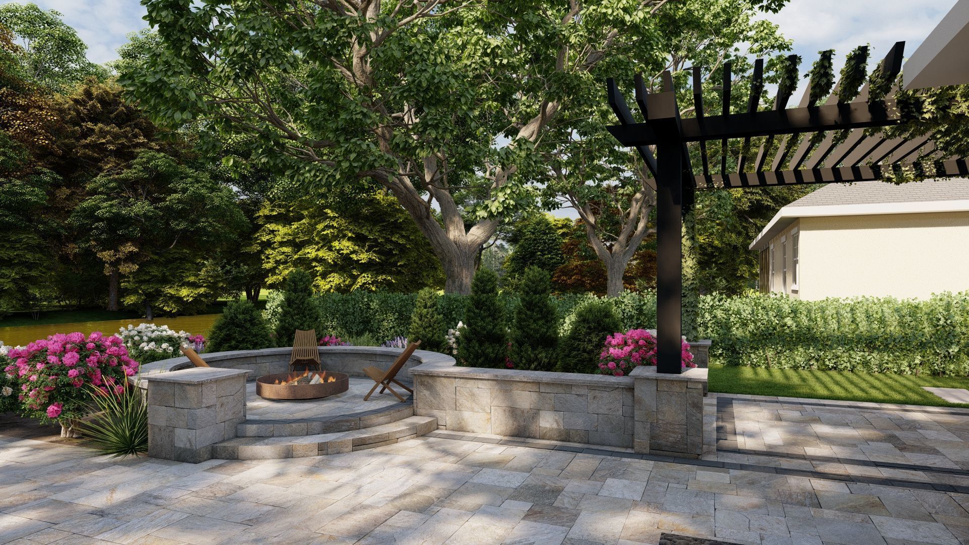 3D Exterior Scene 3D model design garden and landscape 3D 3D model_7