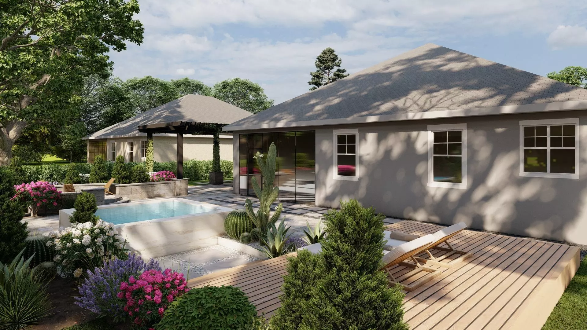 3D Exterior Scene 3D model design garden and landscape 3D 3D model_0