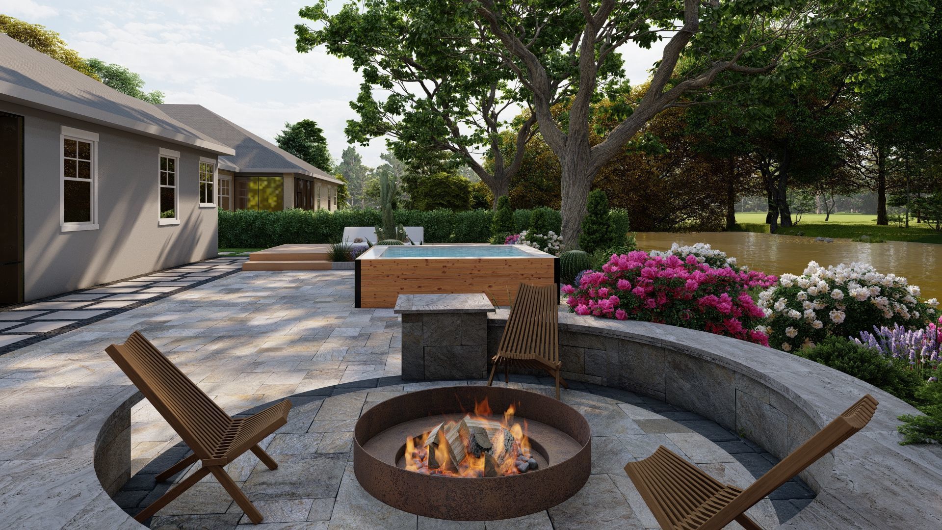 3D Exterior Scene 3D model design garden and landscape 3D 3D model_2