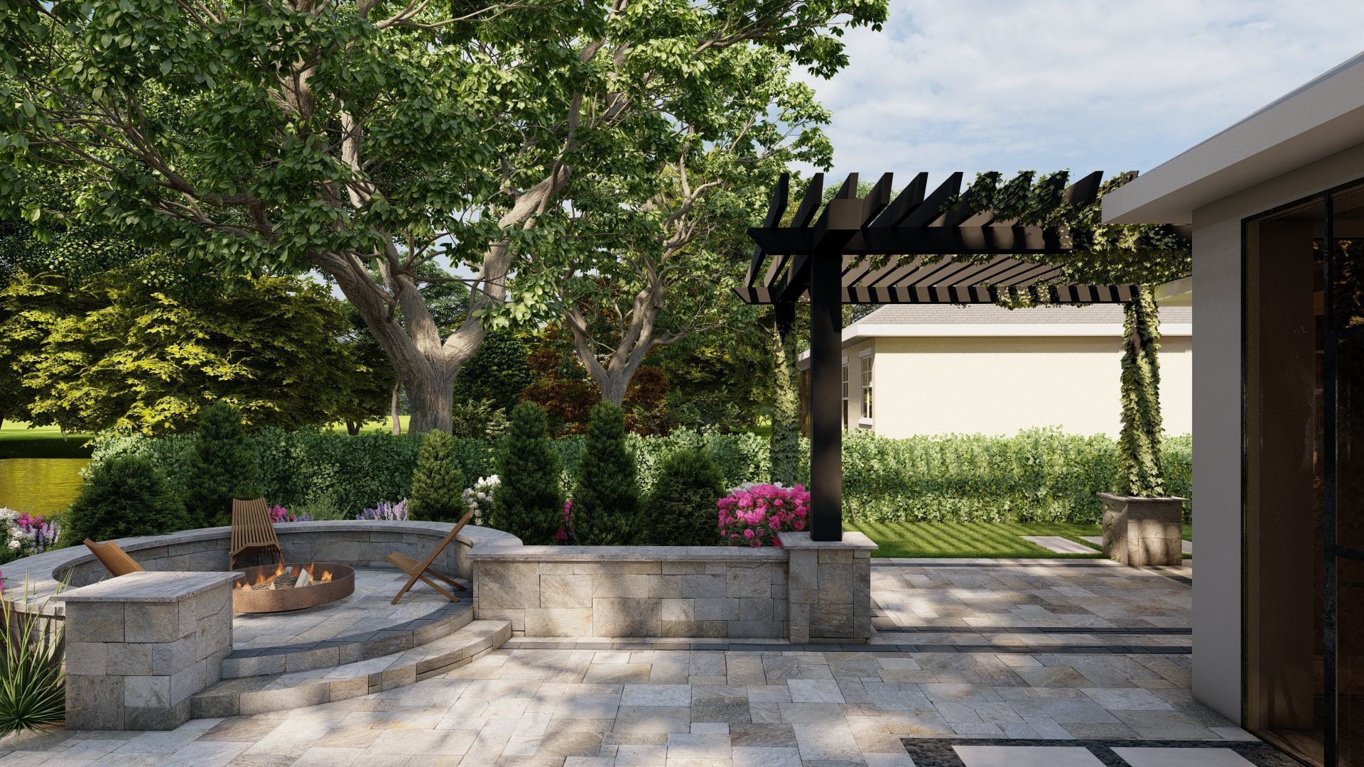 3D Exterior Scene 3D model design garden and landscape 3D 3D model_3