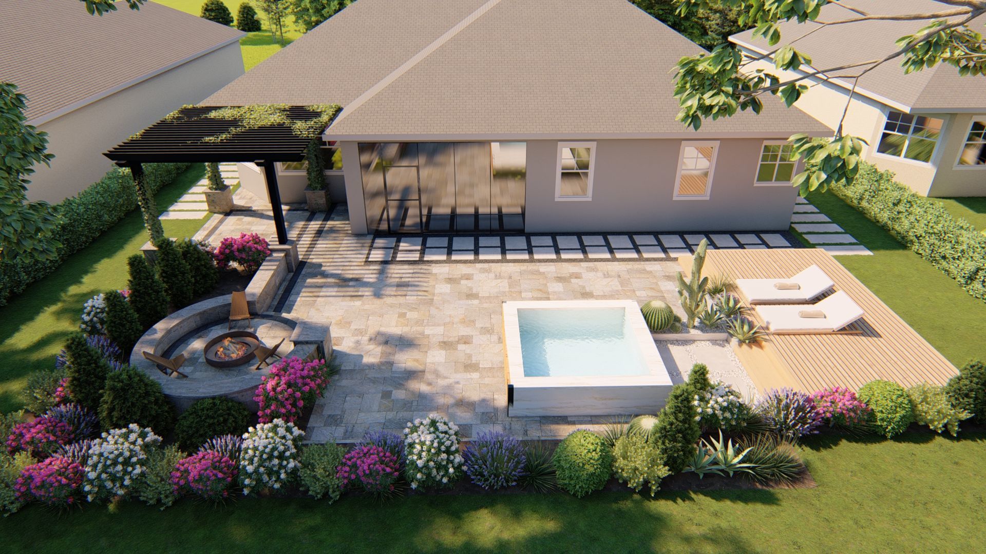 3D Exterior Scene 3D model design garden and landscape 3D 3D model_6