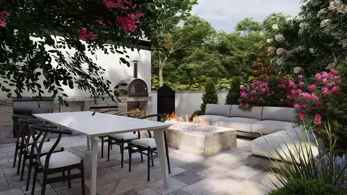 3D Exterior Scene 3D model design garden and landscape 3D