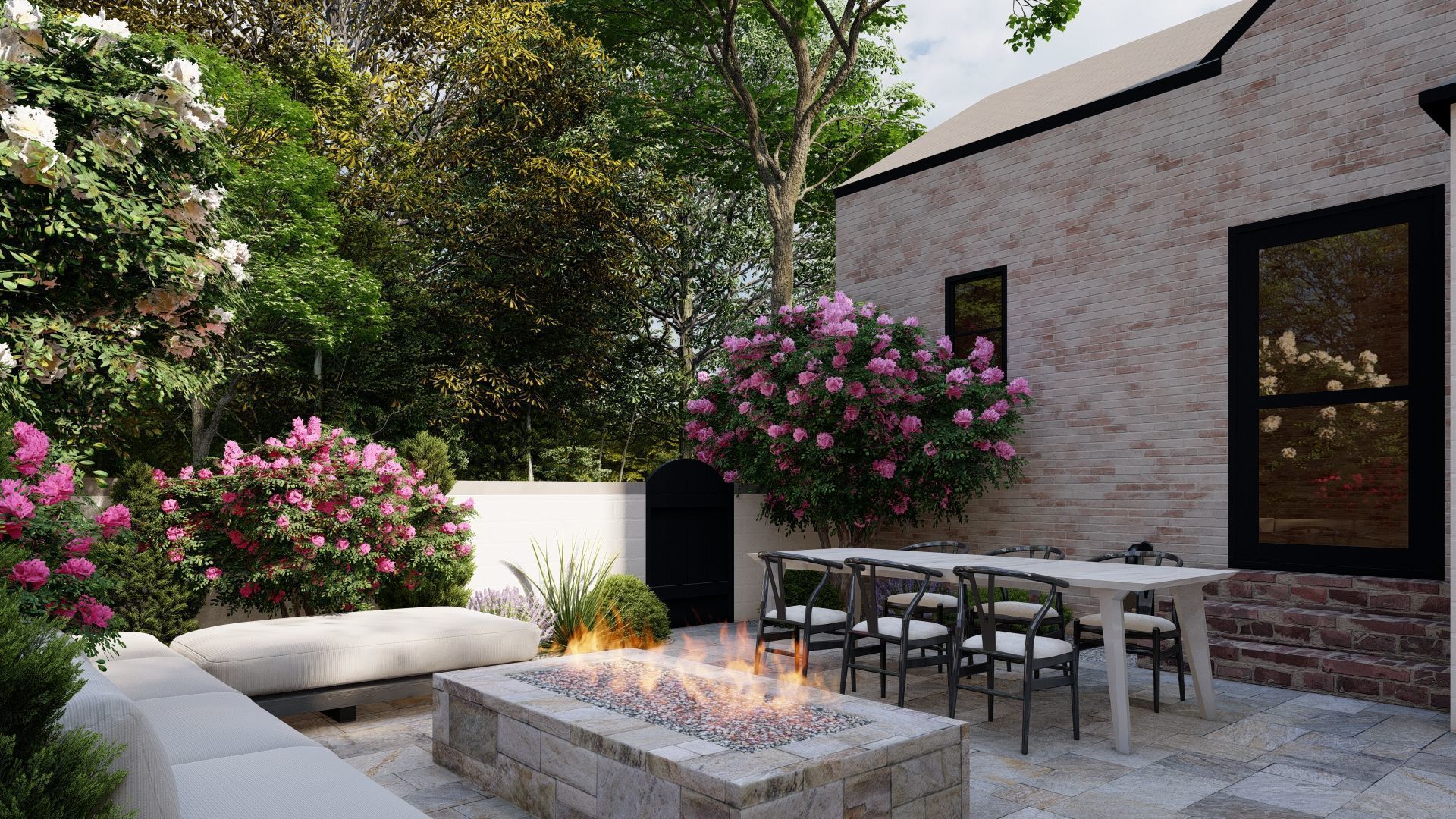 3D Exterior Scene 3D model design garden and landscape 3D 3D model_3