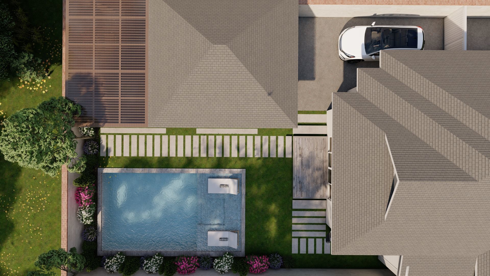 3D Exterior Scene 3D model design garden and landscape 3D 3D model_5