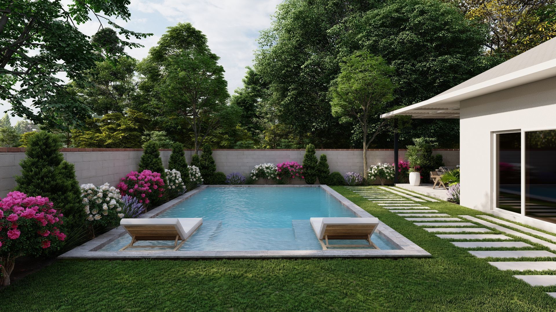 3D Exterior Scene 3D model design garden and landscape 3D 3D model_1