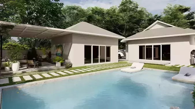 3D Exterior Scene 3D model design garden and landscape 3D