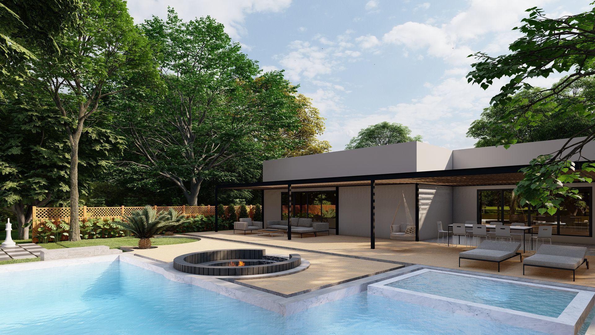 3D Exterior Scene 3D model design garden and landscape 3D 3D model_4