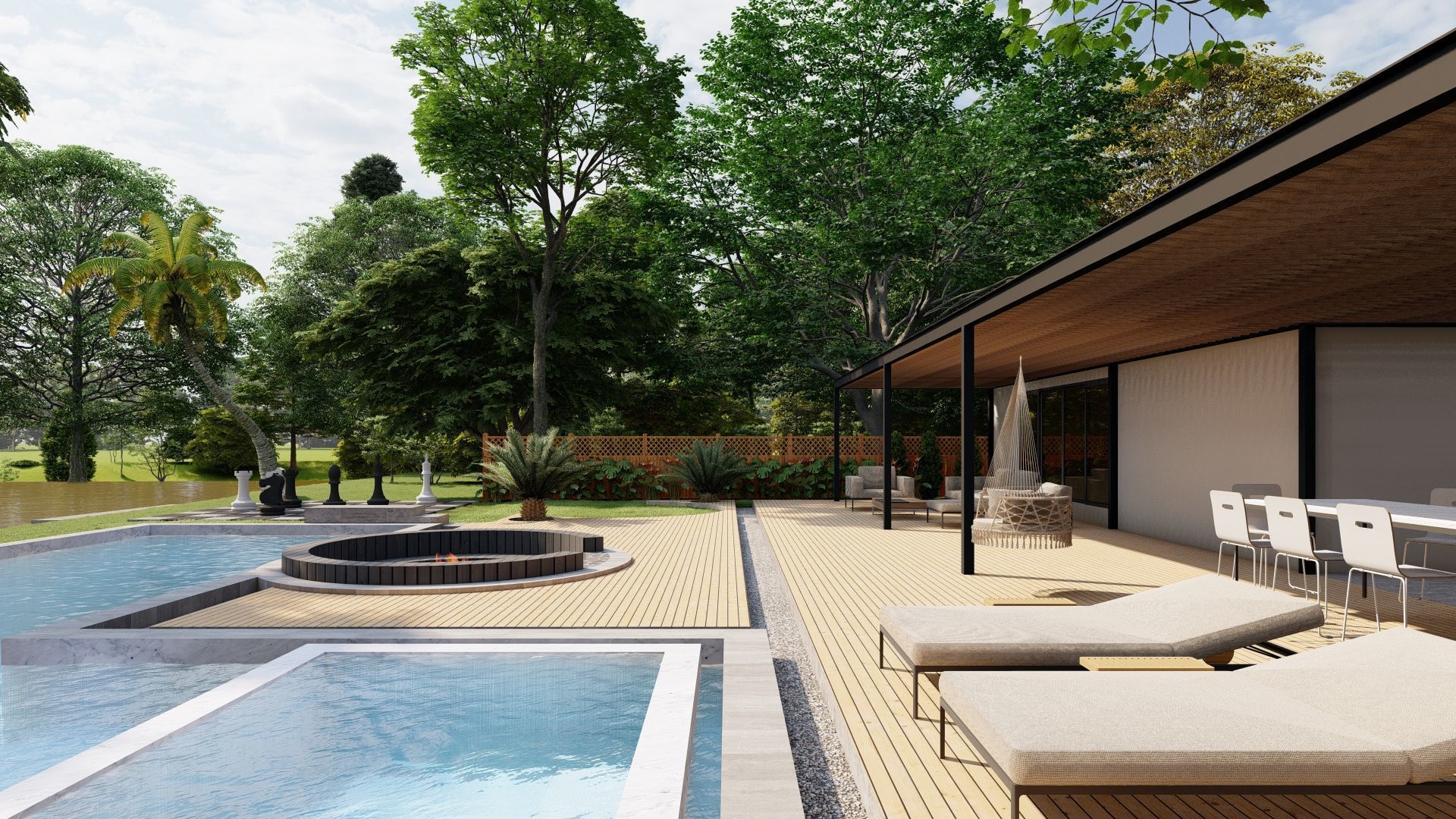 3D Exterior Scene 3D model design garden and landscape 3D 3D model_5