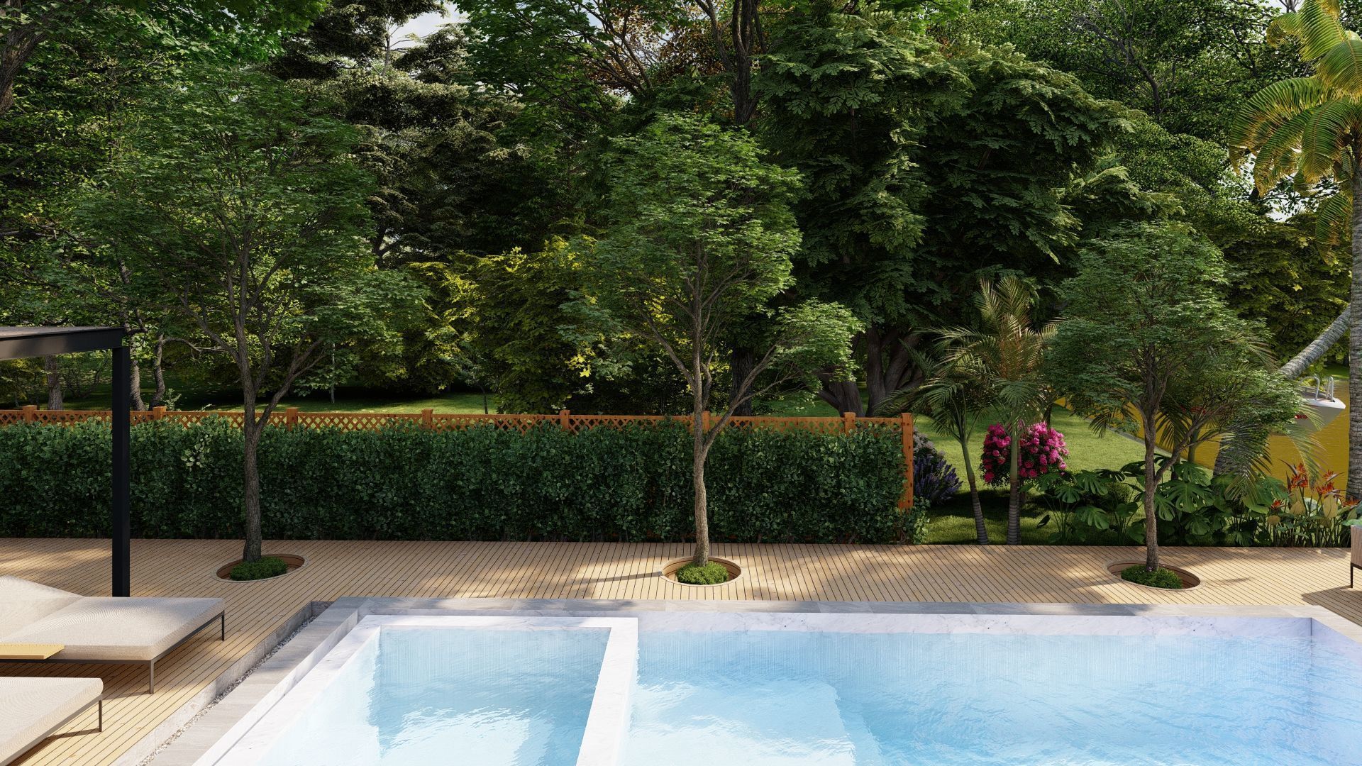 3D Exterior Scene 3D model design garden and landscape 3D 3D model_9