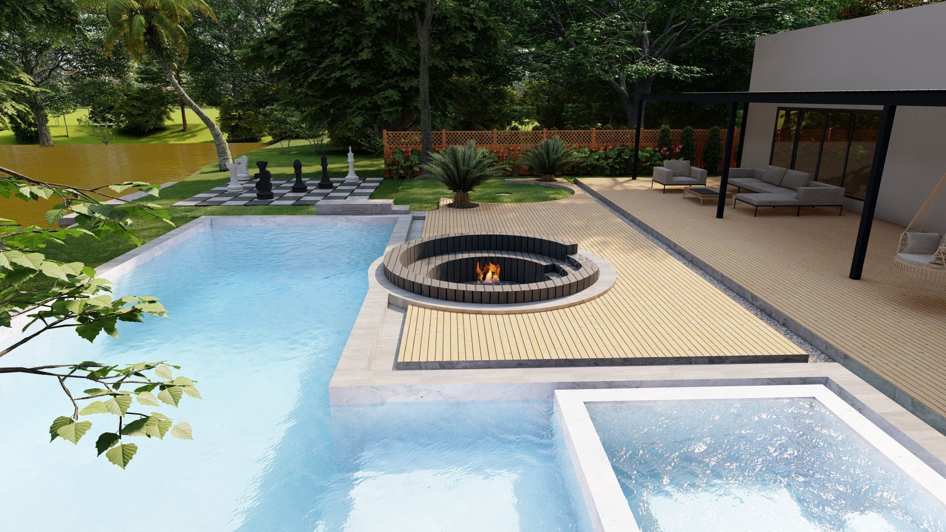 3D Exterior Scene 3D model design garden and landscape 3D 3D model_6