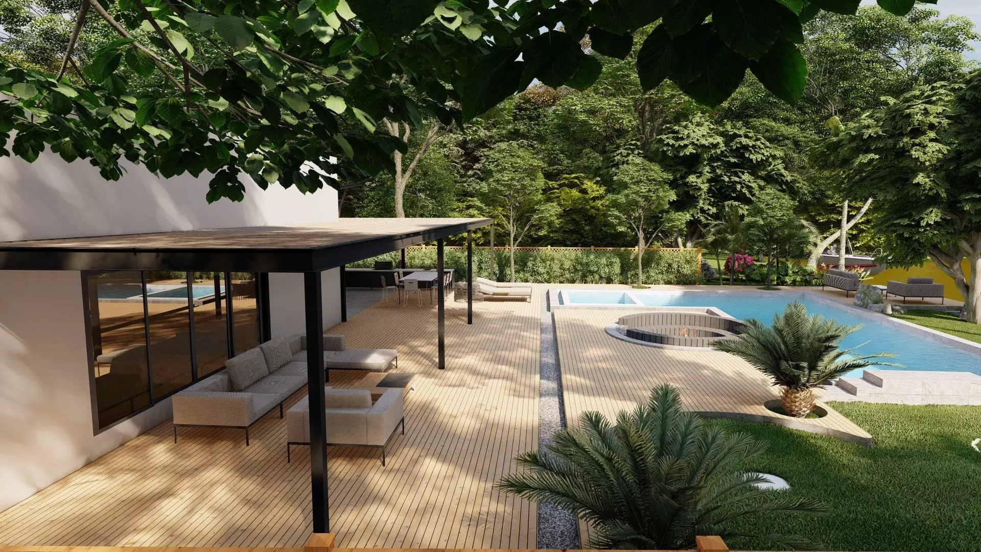 3D Exterior Scene 3D model design garden and landscape 3D 3D model_0