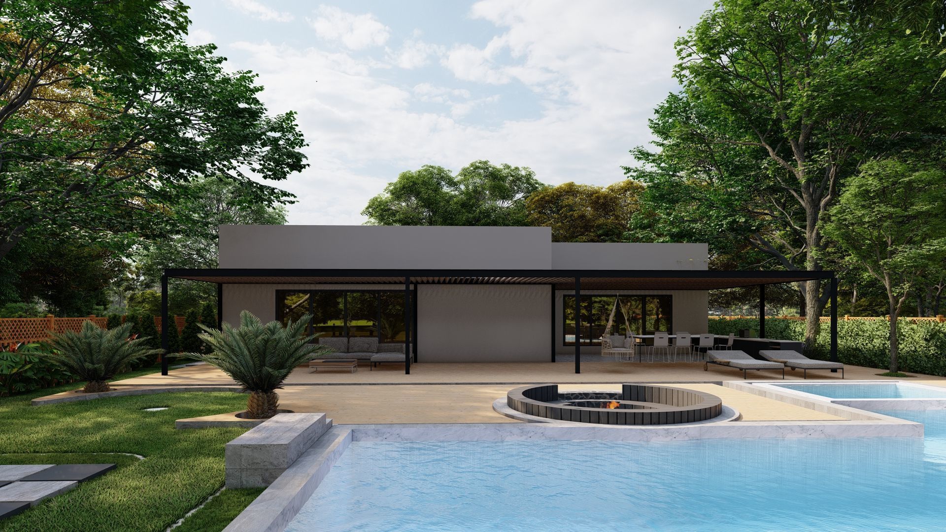 3D Exterior Scene 3D model design garden and landscape 3D 3D model_3