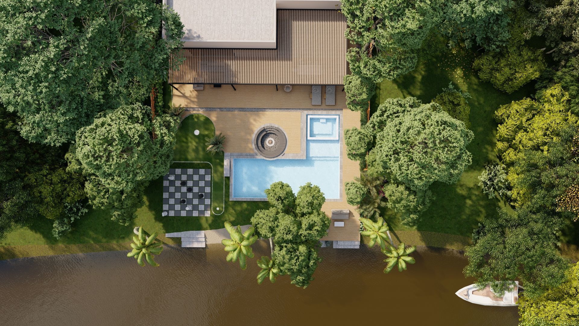 3D Exterior Scene 3D model design garden and landscape 3D 3D model_8