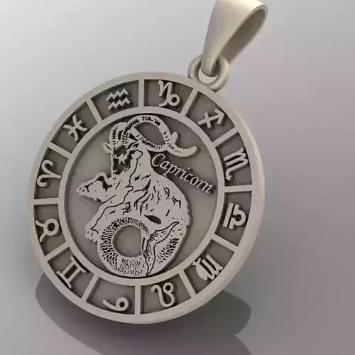 Capricorn zodiac pendant 3D print model