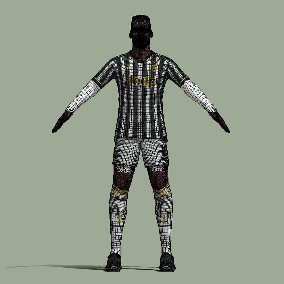 T-Pose Rigged Paul Pogba Juventus 3D model_7