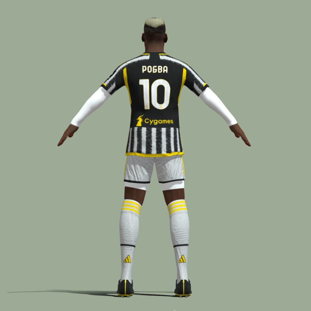 T-Pose Rigged Paul Pogba Juventus 3D model_3
