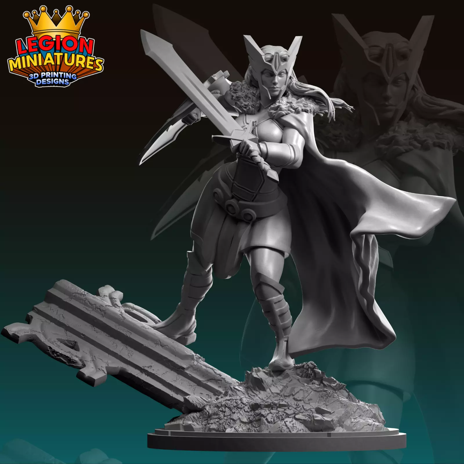 Marvel crisis protocol Lady Sif presupported included 3D print model