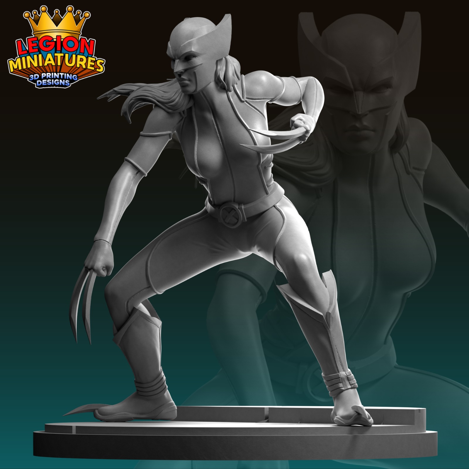 Marvel crisis protocol X23 presupported included 3D print model_2