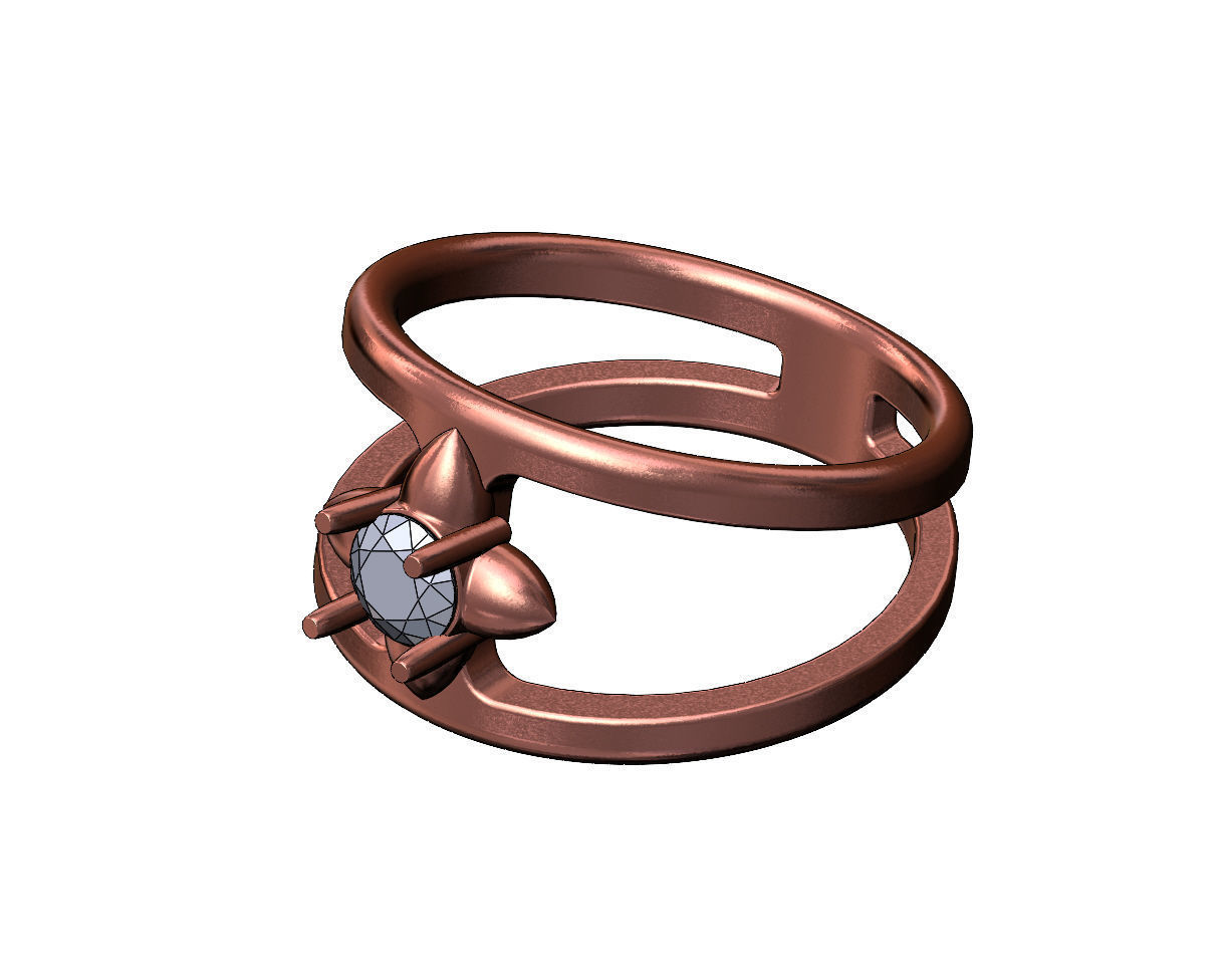 5mm diamond spiked settings open diamond ring Us sizes 6to10 3D print model_11