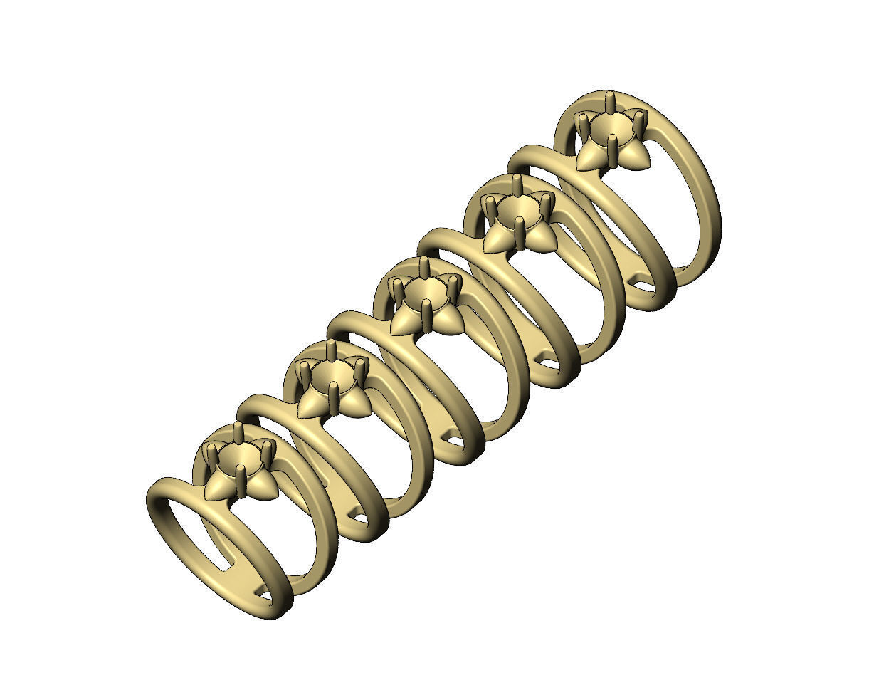 5mm diamond spiked settings open diamond ring Us sizes 6to10 3D print model_5