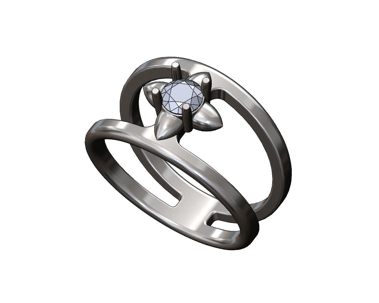 5mm diamond spiked settings open diamond ring Us sizes 6to10 3D print model_12