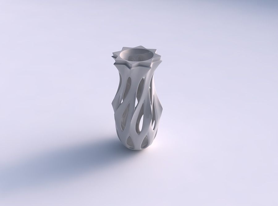 Vase rose spikes bulged with smooth cuts widened top 3D print model_0