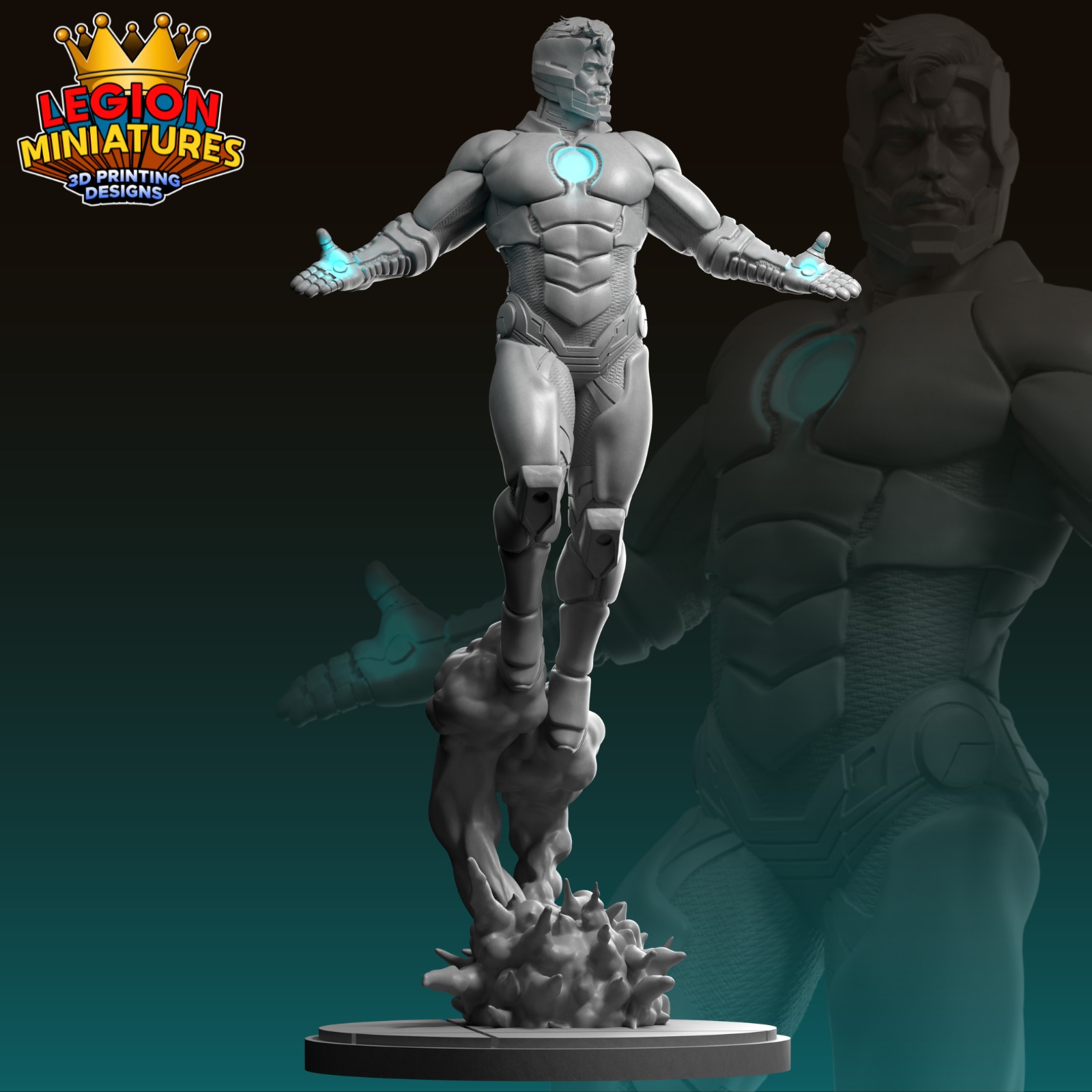 Marvel crisis protocol Superior Iron Man presupported included 3D print model_1