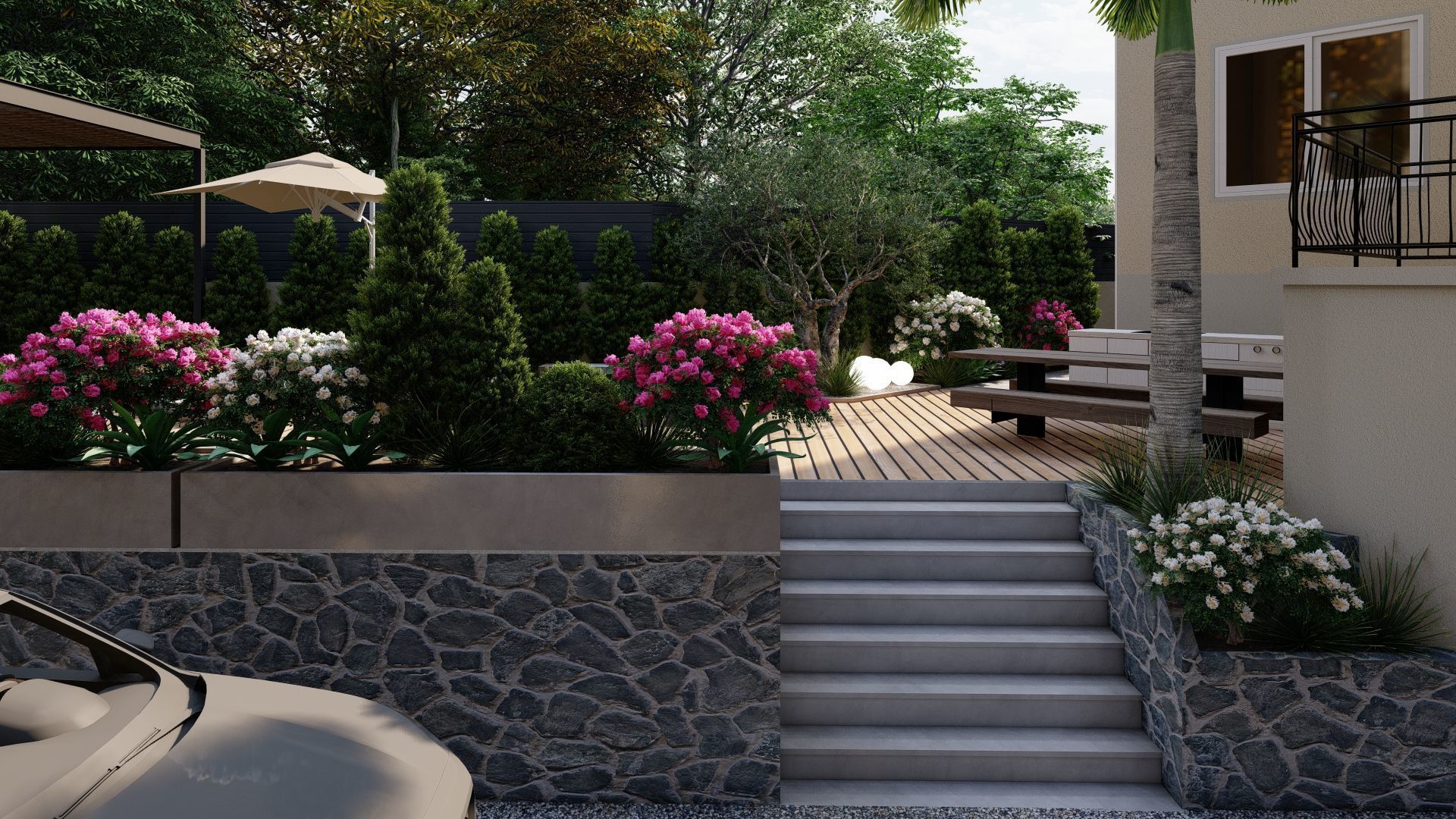 3D Exterior Scene 3D model design garden and landscape 3D 3D model_2