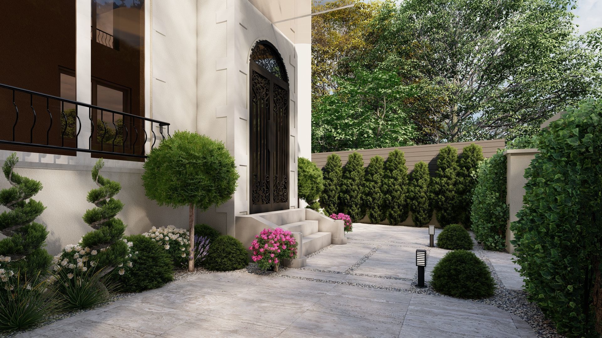 3D Exterior Scene 3D model design garden and landscape 3D 3D model_9